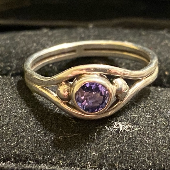 Custom .999 Silver Ring with Solitare Blue Diamond